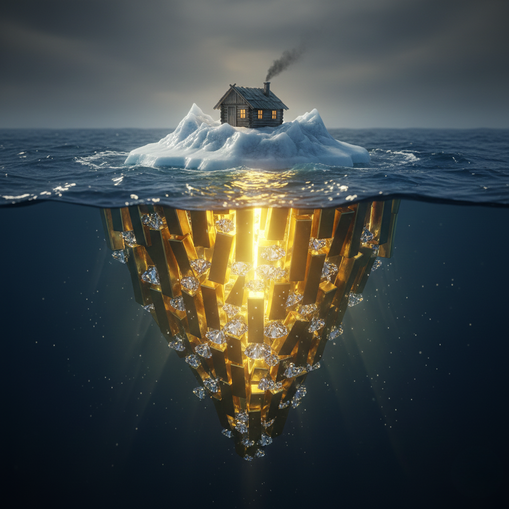 The difference between visible riches and hidden wealth.